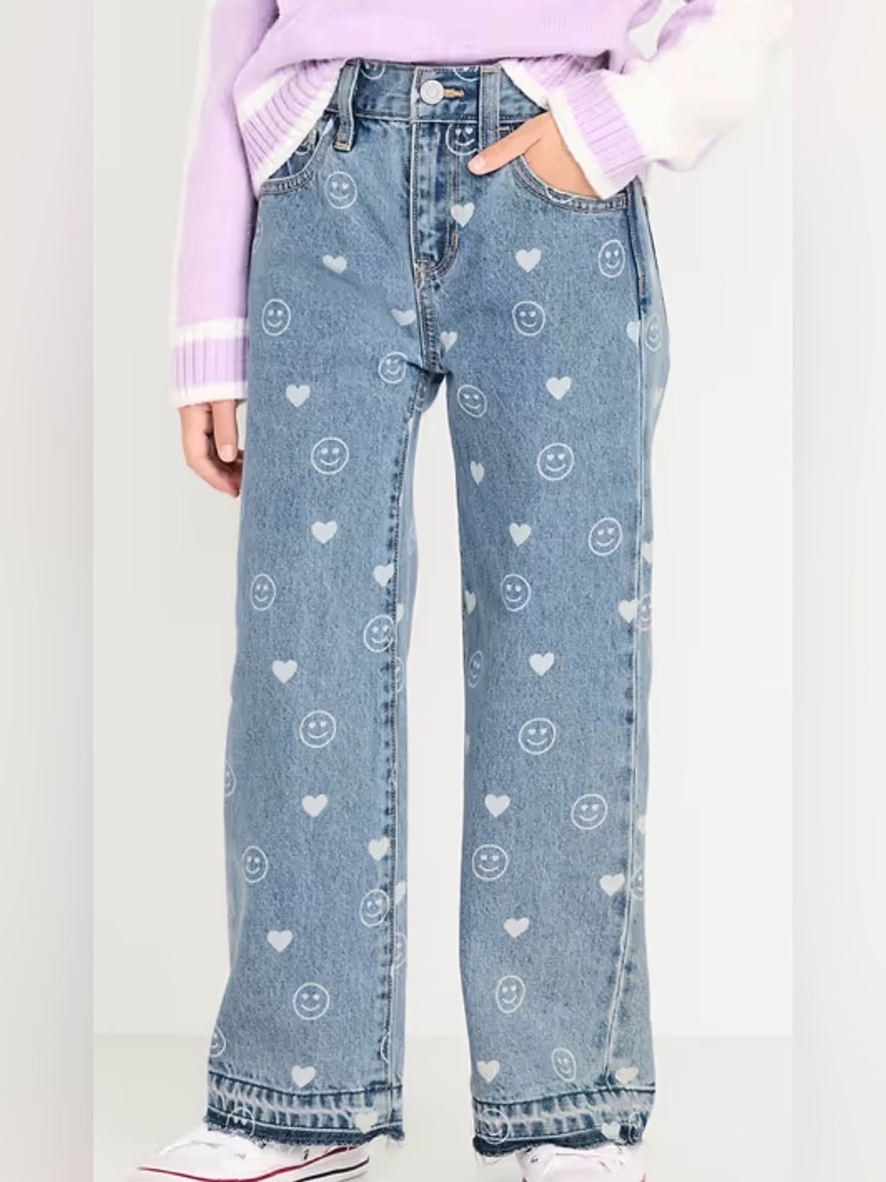 Old Navy Printed Baggy Wide Leg Girls Jeans sz 14